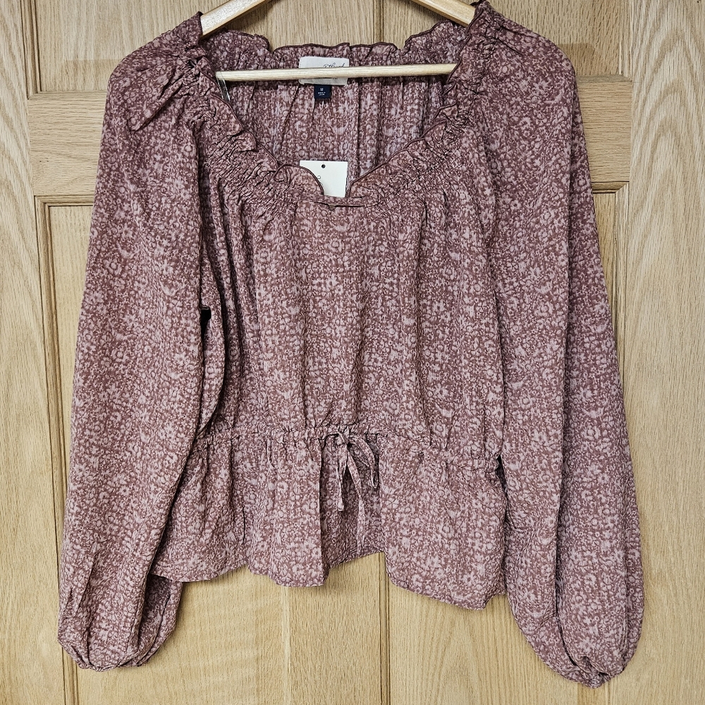 Universal Thread Medium Mauve Floral Patterned Blouse New
